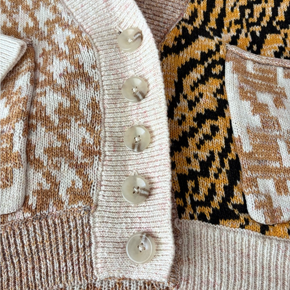 Pilcro Patchwork Cardigan Button Down Knit Xs - image 5